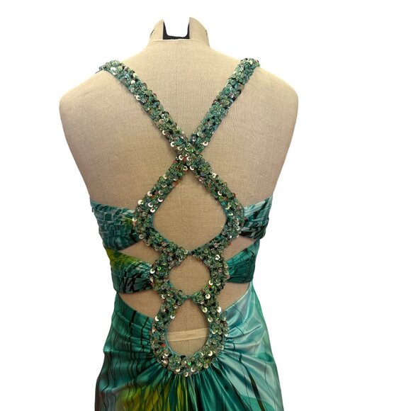 David's Bridal Elegant Sleeveless Beaded Maxi Dress With Back Cutouts Size S - Picture 8 of 12